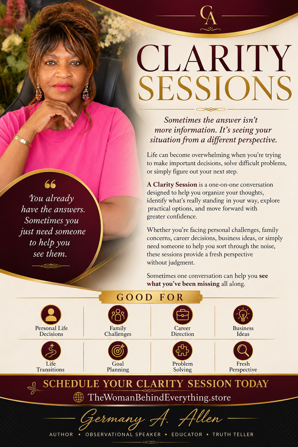 Clarity Sessions flyer